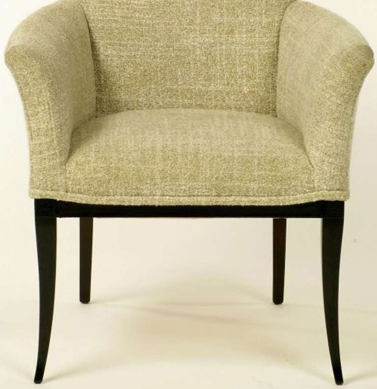 Pair Crepe Wool Clad Saber Leg Lounge Chairs 1