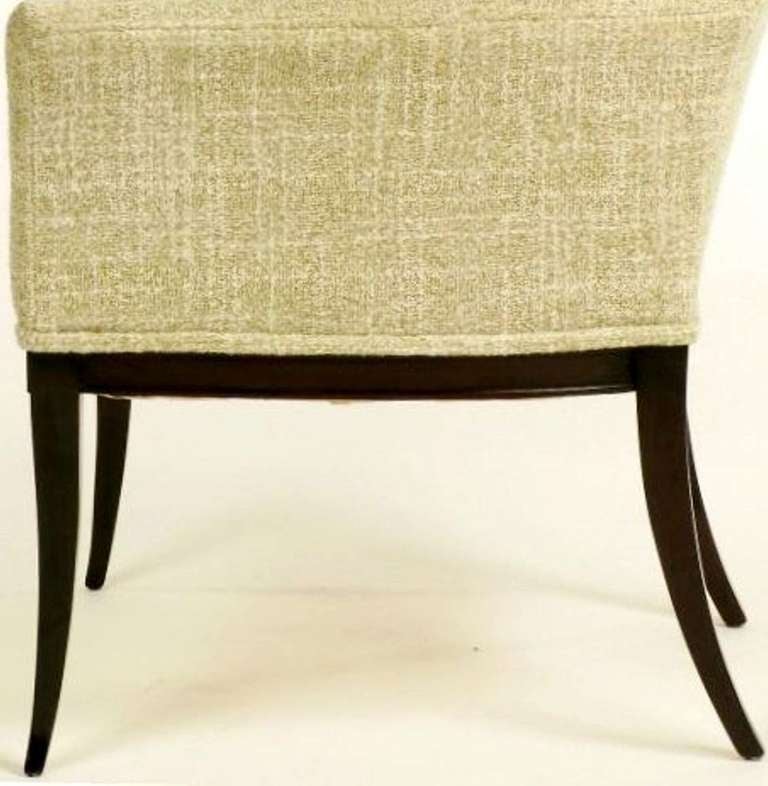 Pair Crepe Wool Clad Saber Leg Lounge Chairs 2