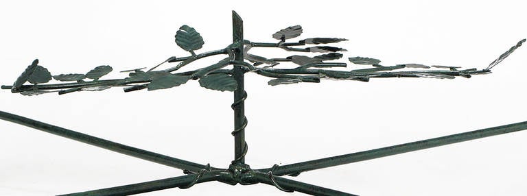 Giacometti Inspired Verdigris Green, Wrought Iron Coffee Table 1
