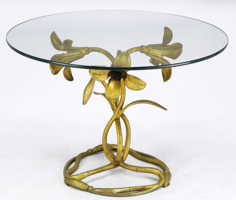 American Drexel Gilt Lily Side Table in the Manner of Arthur Court