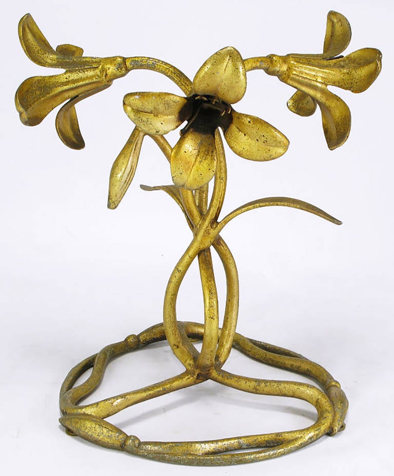 Mid-20th Century Drexel Gilt Lily Side Table in the Manner of Arthur Court