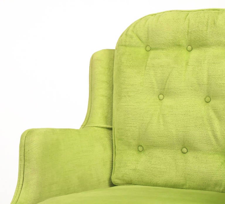 Pair of Chartreuse Yellow-Green Velvet Regency Lounge Chairs 1