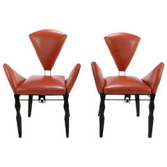 Pair of Steel and Leather Vinta Chairs by Joaquin Gasgonia Palencia