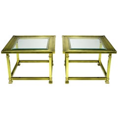 Pair of Classic Brass Picture-Frame End Tables by Mastercraft