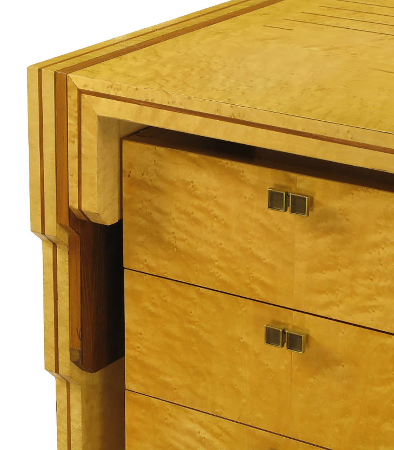 Late 20th Century Pierre Paulin Bird's-Eye Maple and Walnut Inlay Executive Desk For Sale