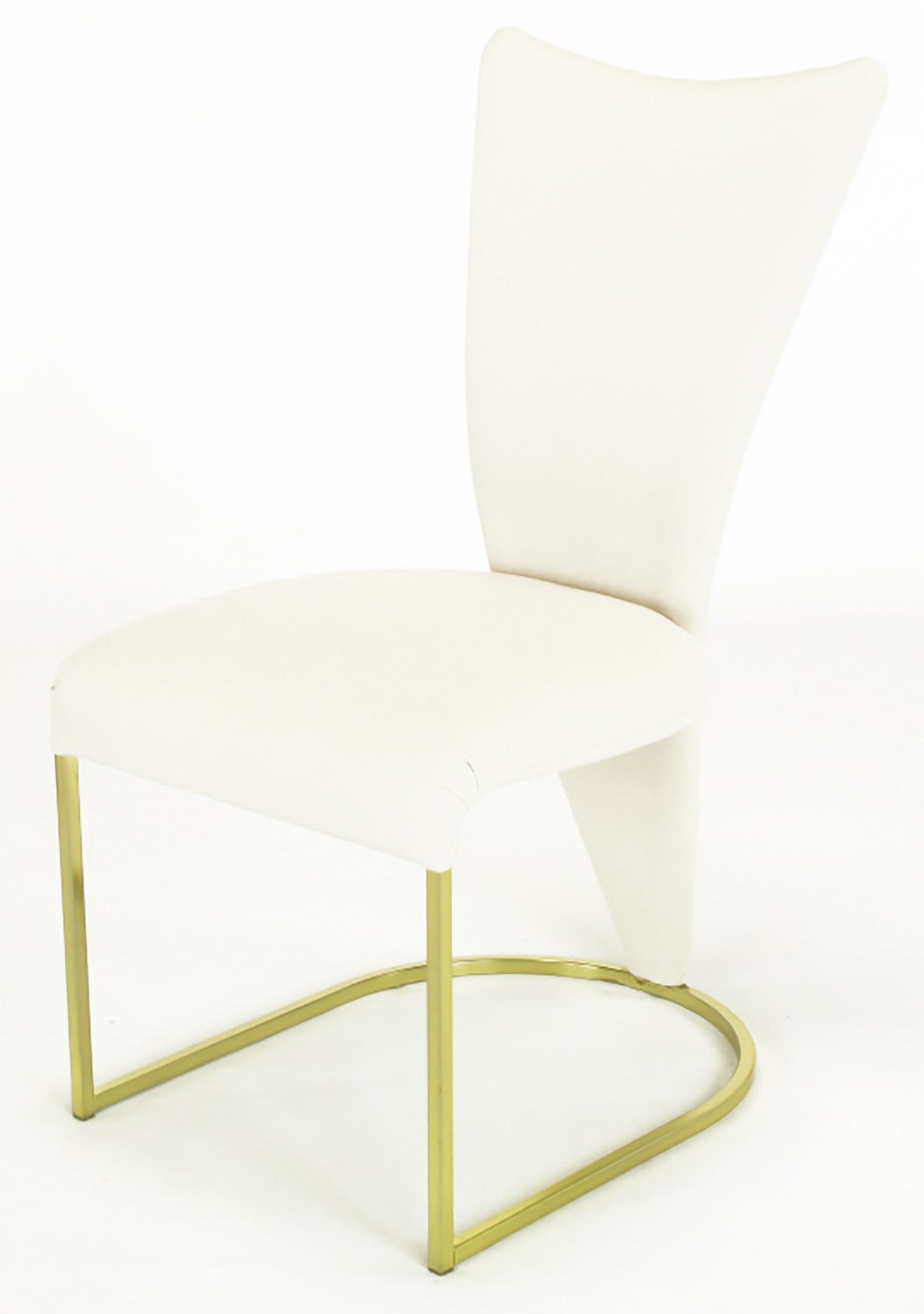 American Six DIA Postmodern Brass and Wool Dining Chairs