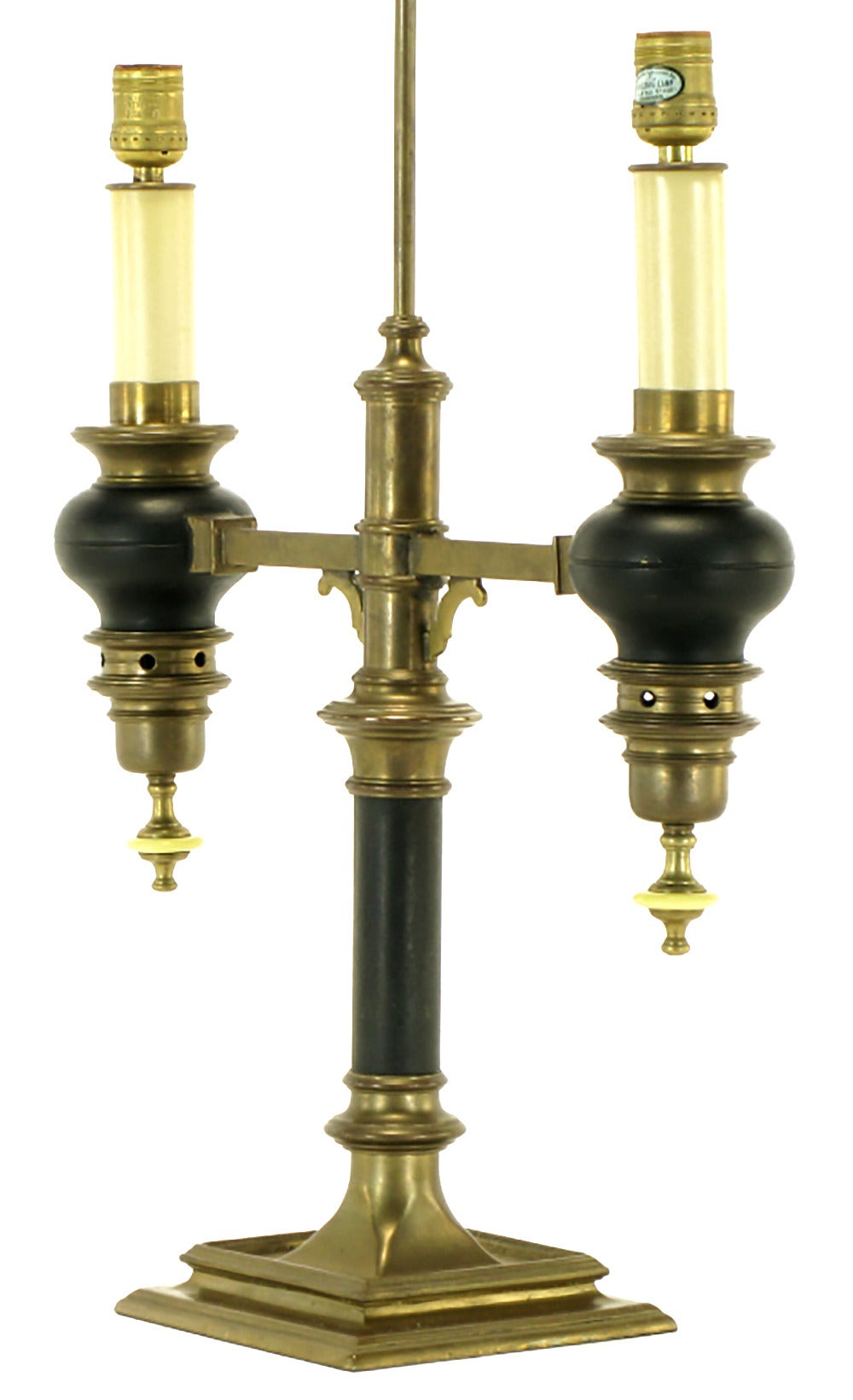 Lacquered Chapman Brass and Black Lacquer Empire Style Table Lamp For Sale