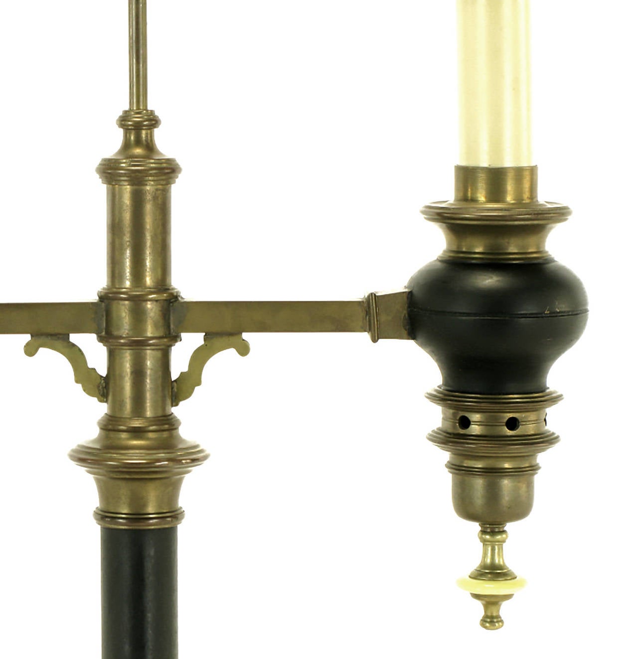 Milieu du XXe siècle Lampe de table de style Empire en laiton et laque noire Chapman en vente