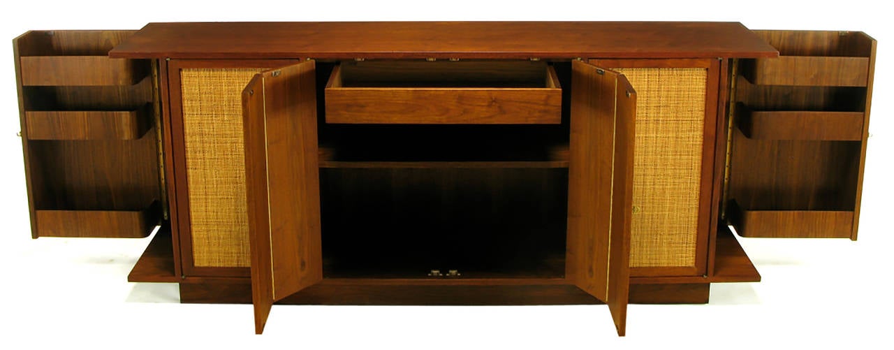 Dunbar Walnut and Cane Credenza by Edward Wormley In Excellent Condition In Chicago, IL