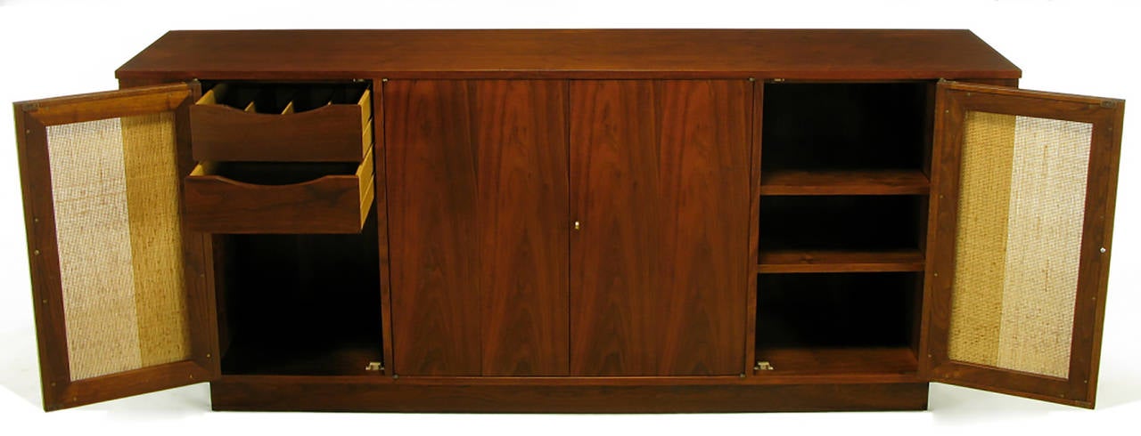 Mid-20th Century Dunbar Walnut and Cane Credenza by Edward Wormley