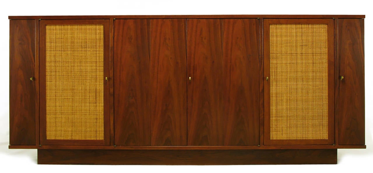 American Dunbar Walnut and Cane Credenza by Edward Wormley