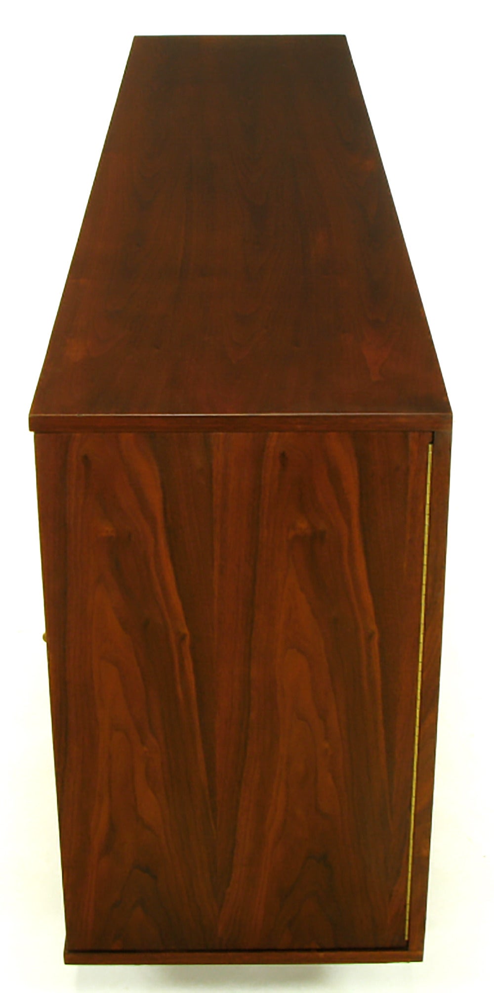 Brass Dunbar Walnut and Cane Credenza by Edward Wormley