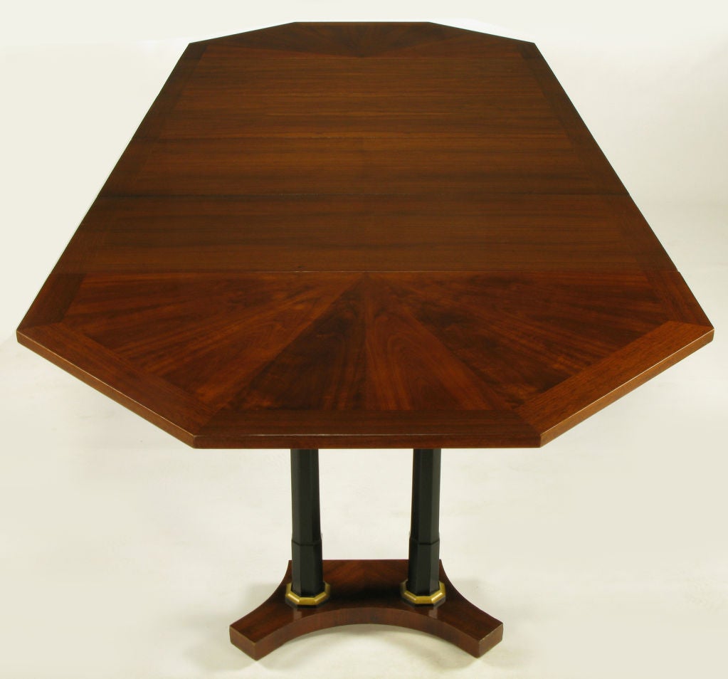 Octagonal Empire Revival Walnut & Ebonized Column Dining Table 3