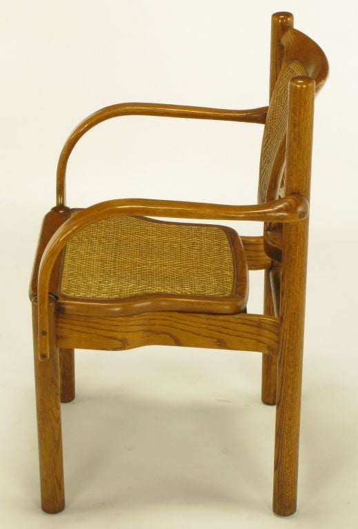 Pair of Carved & Bent Oak Chairs After Michael Thonet 1
