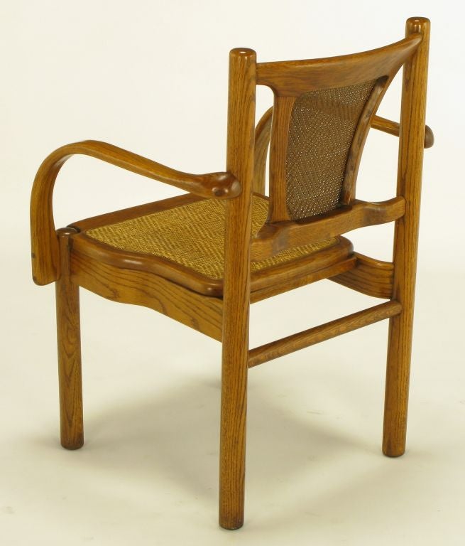 Pair of Carved & Bent Oak Chairs After Michael Thonet 2