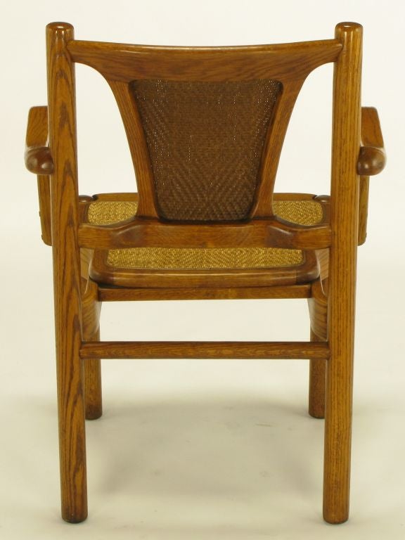 Pair of Carved & Bent Oak Chairs After Michael Thonet 3