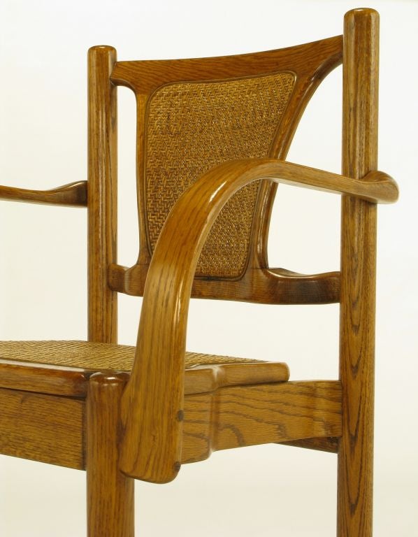 Pair of Carved & Bent Oak Chairs After Michael Thonet 4