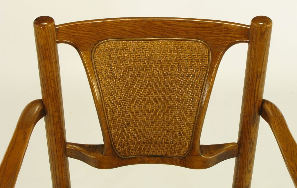 Pair of Carved & Bent Oak Chairs After Michael Thonet 5