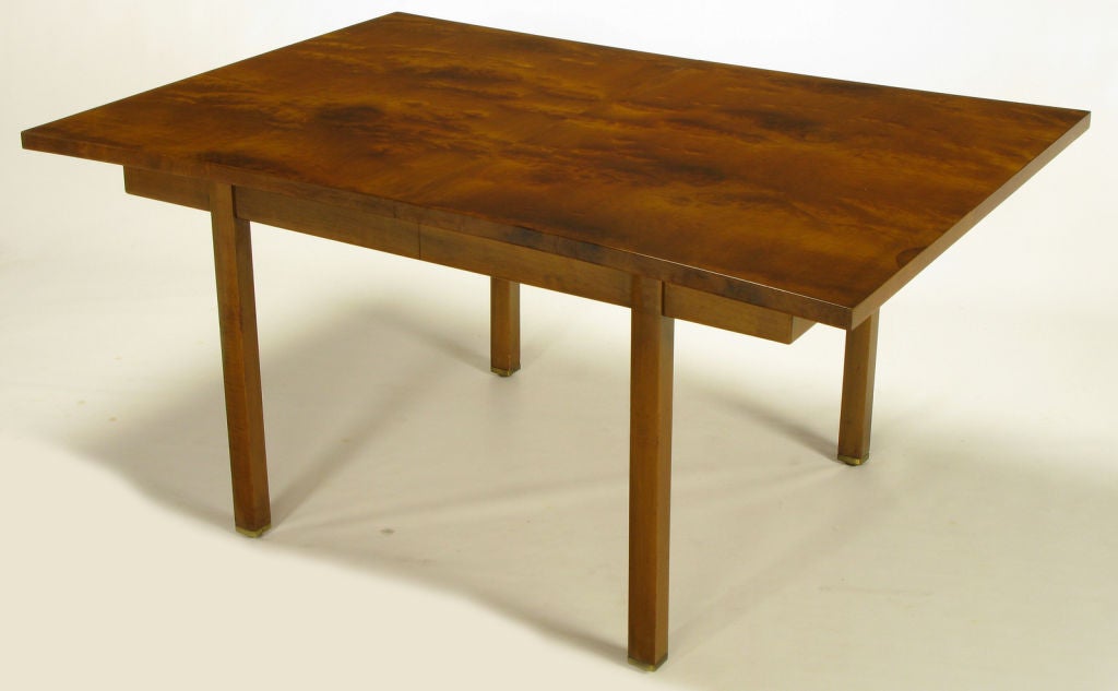 American Harold Schwartz Burled Walnut Parabolic Form Dining Table.