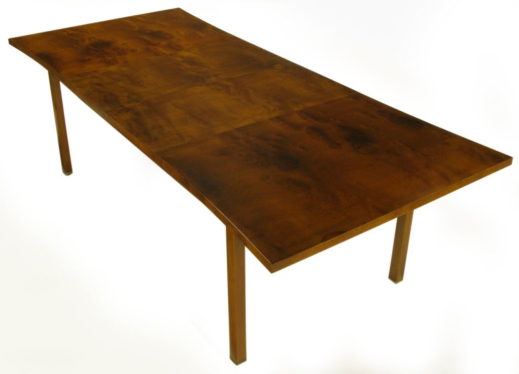 Harold Schwartz Burled Walnut Parabolic Form Dining Table. 1