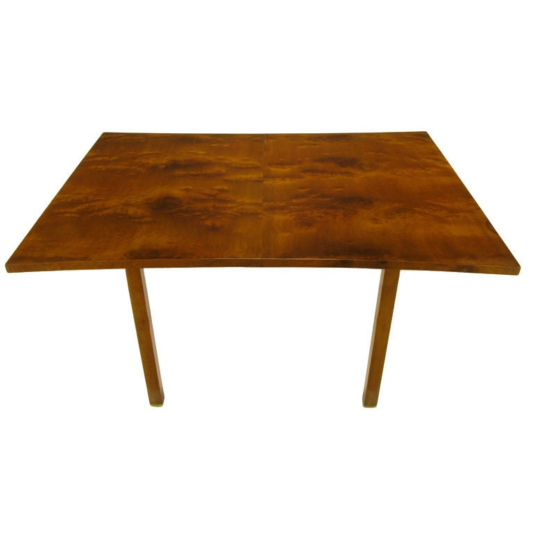 Harold Schwartz Burled Walnut Parabolic Form Dining Table.