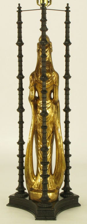 Sizable Bronze D'ore Quan Yin Table Lamp 1