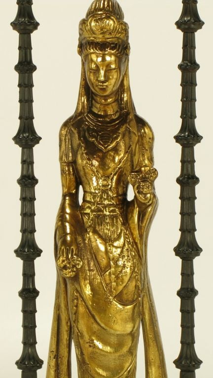 Sizable Bronze D'ore Quan Yin Table Lamp 2