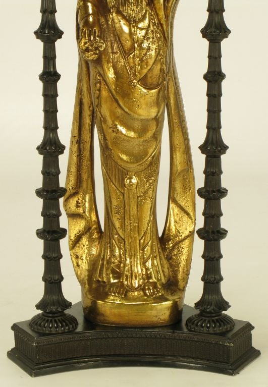 Sizable Bronze D'ore Quan Yin Table Lamp 3