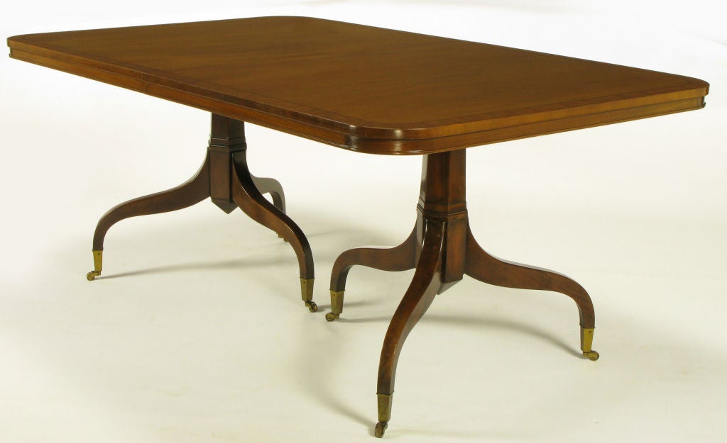 Mid-20th Century Kittinger Mahogany Dining Table With Unusual Double Pedestals