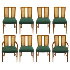 Eight Rare Michael Taylor Split-Back Walnut Dining Chairs