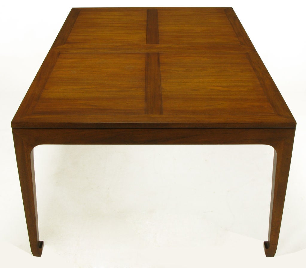 Mid-20th Century Baker Far East Figured Parquetry Walnut Dining Table