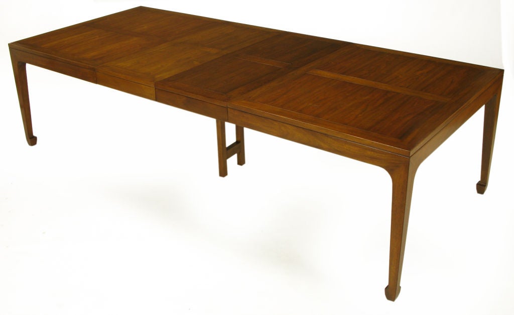 Baker Far East Figured Parquetry Walnut Dining Table 2