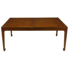 Baker Far East Figured Parquetry Walnut Dining Table