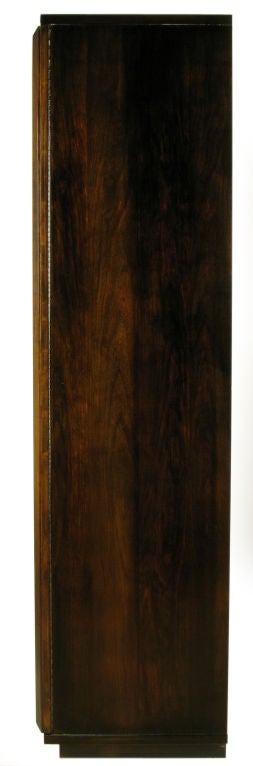 Tall Dark Walnut Bar Cabinet With Geometric Mirror Front 3