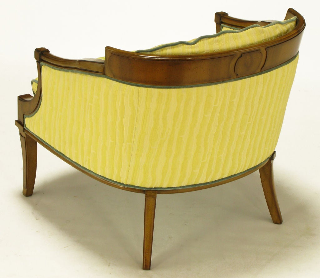 Pair Oxford Ltd Saffron Striped Barrel Lounge Chairs 1