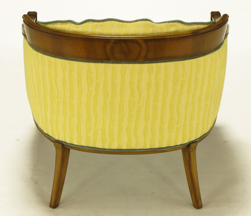 Pair Oxford Ltd Saffron Striped Barrel Lounge Chairs 2