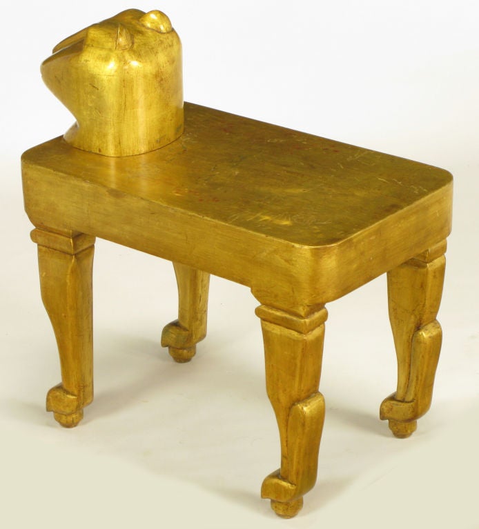 Mexican Carved & Gilt Wood Jaguar Table By Diseno Caaesa
