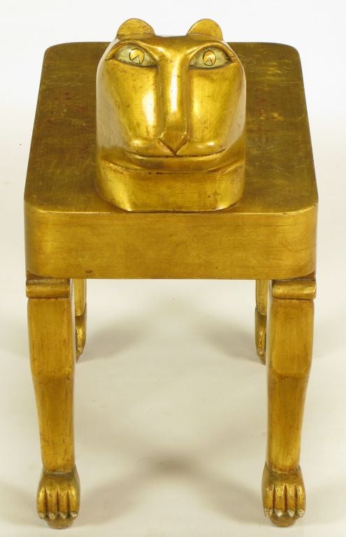 Mid-20th Century Carved & Gilt Wood Jaguar Table By Diseno Caaesa