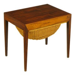 Severin Hansen Rosewood End Table With Woven Basket Drawer