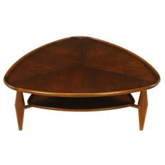 John Widdicomb Two Tiered Parabolic Triangle Coffee Table