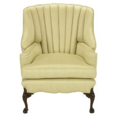 1930s Channeled Back Claw Foot Georgian Wingback Chair
