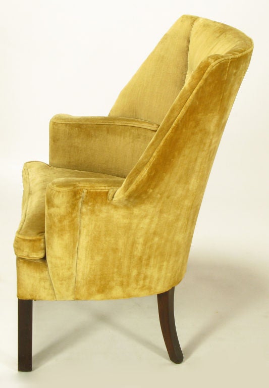 Mahogany Pair Uncommon 1940s Georgian Modern Wing Chairs