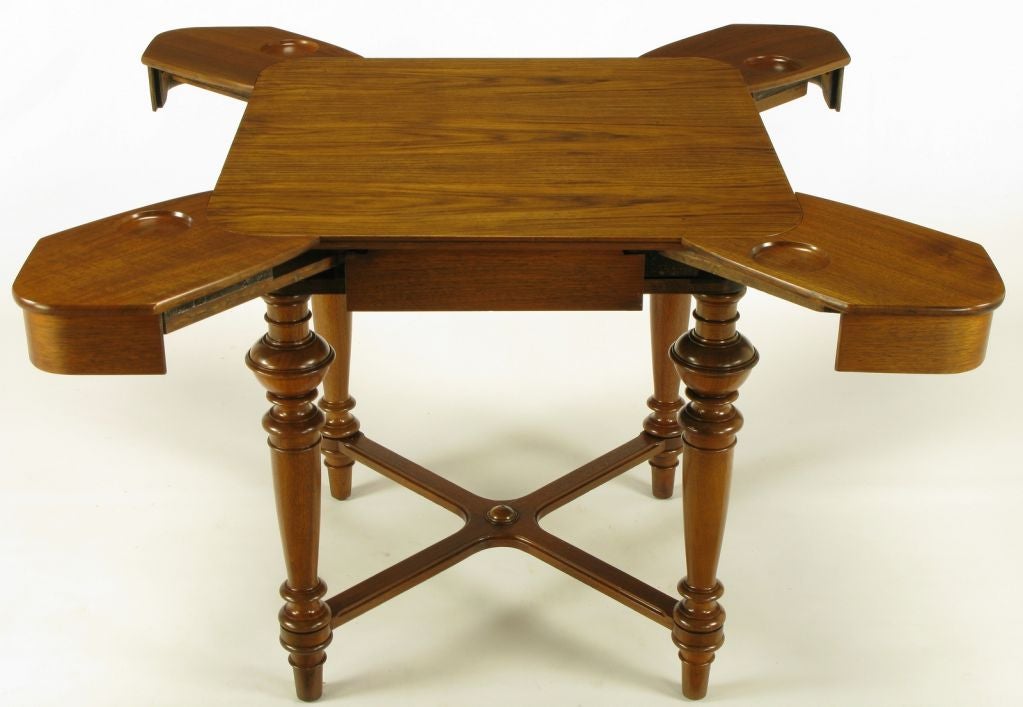 Walnut Regency Game Table With Extensible Corners
