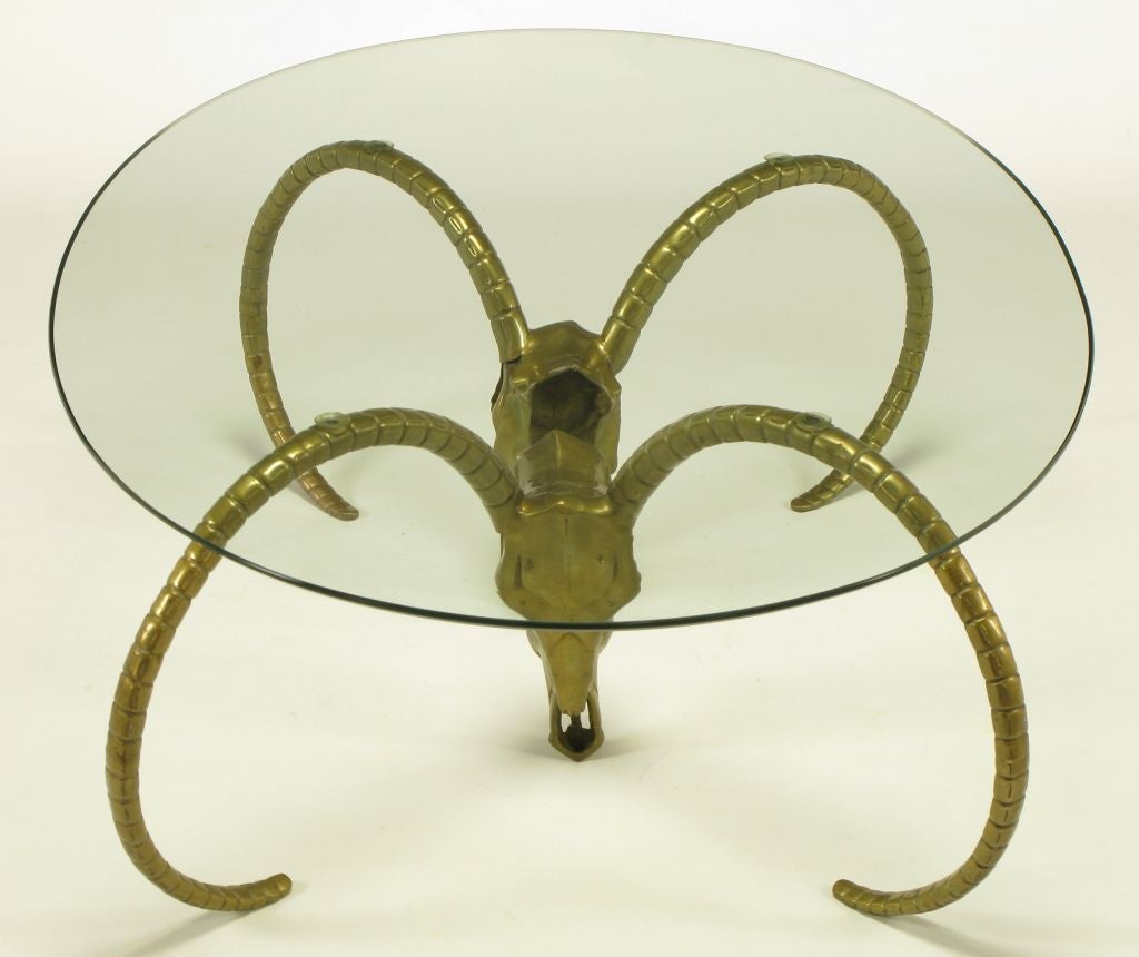 American Brass Ibyx Rams' Skull Reverse Horn Coffee Table