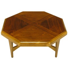 Vintage Octagonal Figured Walnut Parquetry Coffee Table