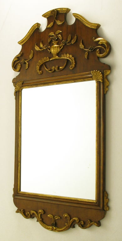 Regency Carved Walnut Parcel-Gilt Italianate Mirror For Sale