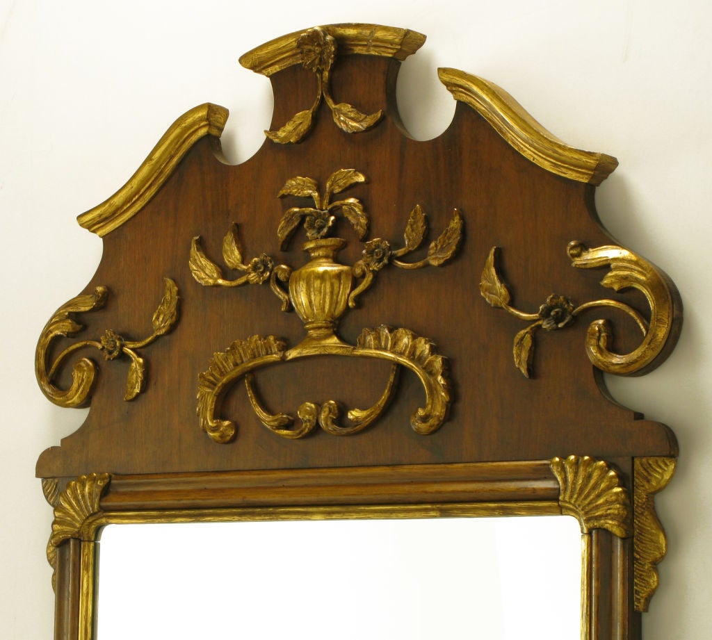 American Carved Walnut Parcel-Gilt Italianate Mirror For Sale