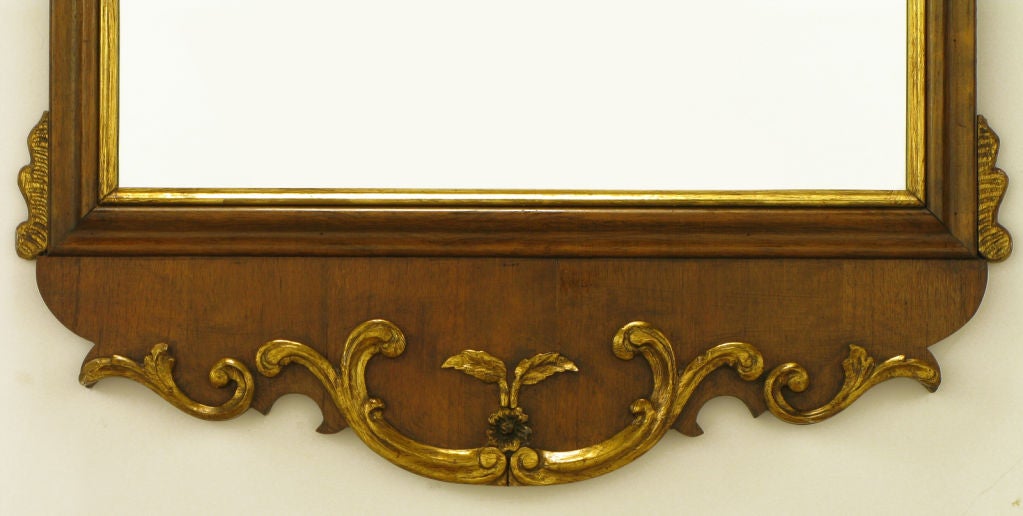 Mid-20th Century Carved Walnut Parcel-Gilt Italianate Mirror For Sale