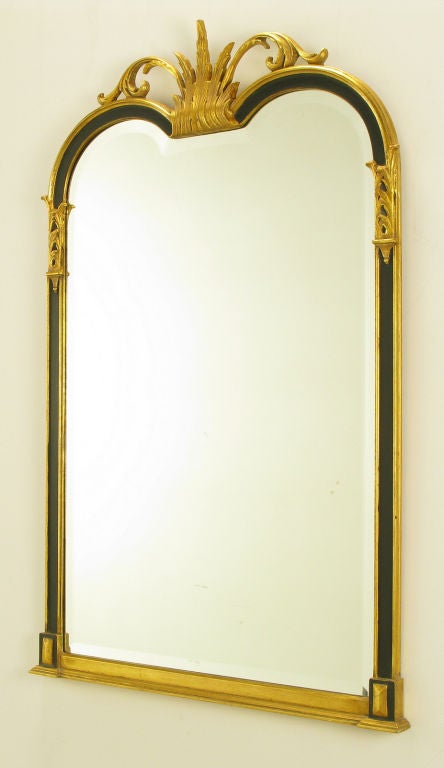 Empire Revival Gilt & Black Lacquered Mirror