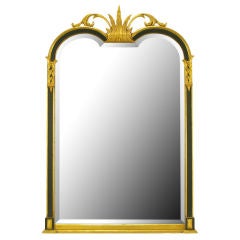 Empire Revival Gilt & Black Lacquered Mirror